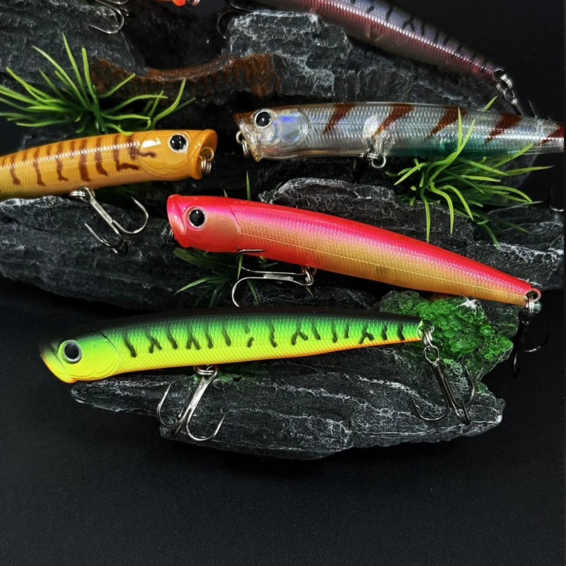 Señuelos de Pesca Topwater Poppers de 85mm y 6,2g, superficie de boca de copa, cebo duro Artificial para lubina, Lucio, Pesca, accesorios Wobblers - imagen 4