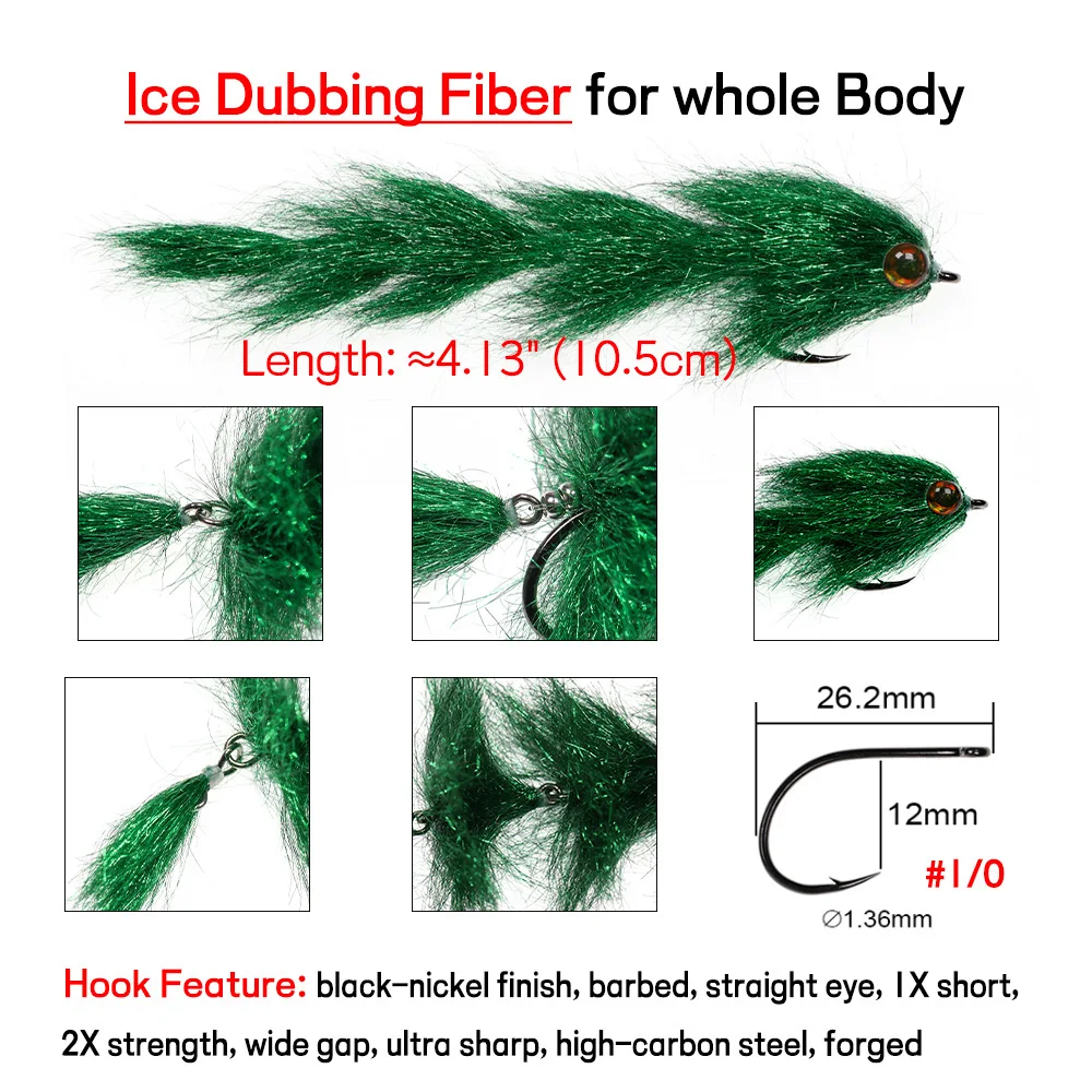 Elllv-señuelo de PikeTarpon de trucha y lubina para agua salada, 1 unidad, 4,13 ", finura, cambiador de juego, articulado, Baitfish, Streamer Fly 1/0 - imagen 4