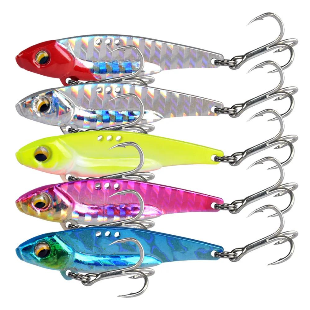 Señuelo de pesca VIB de Metal, cuchara vibratoria, Spinner, Crankbait, lubina, cebo duro Artificial, cigarra, aparejos VIB, 7g-15g/5CM-6,8 CM, 1 Uds.