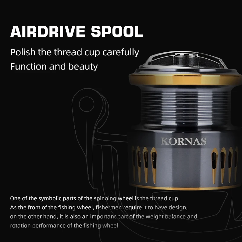 MEREKING KORNAS serie libre de óxido y rodamiento suave 5,2: 1 carrete de pesca giratorio arrastre 12Kg potencia máxima bobina de pesca de rueda giratoria - imagen 4