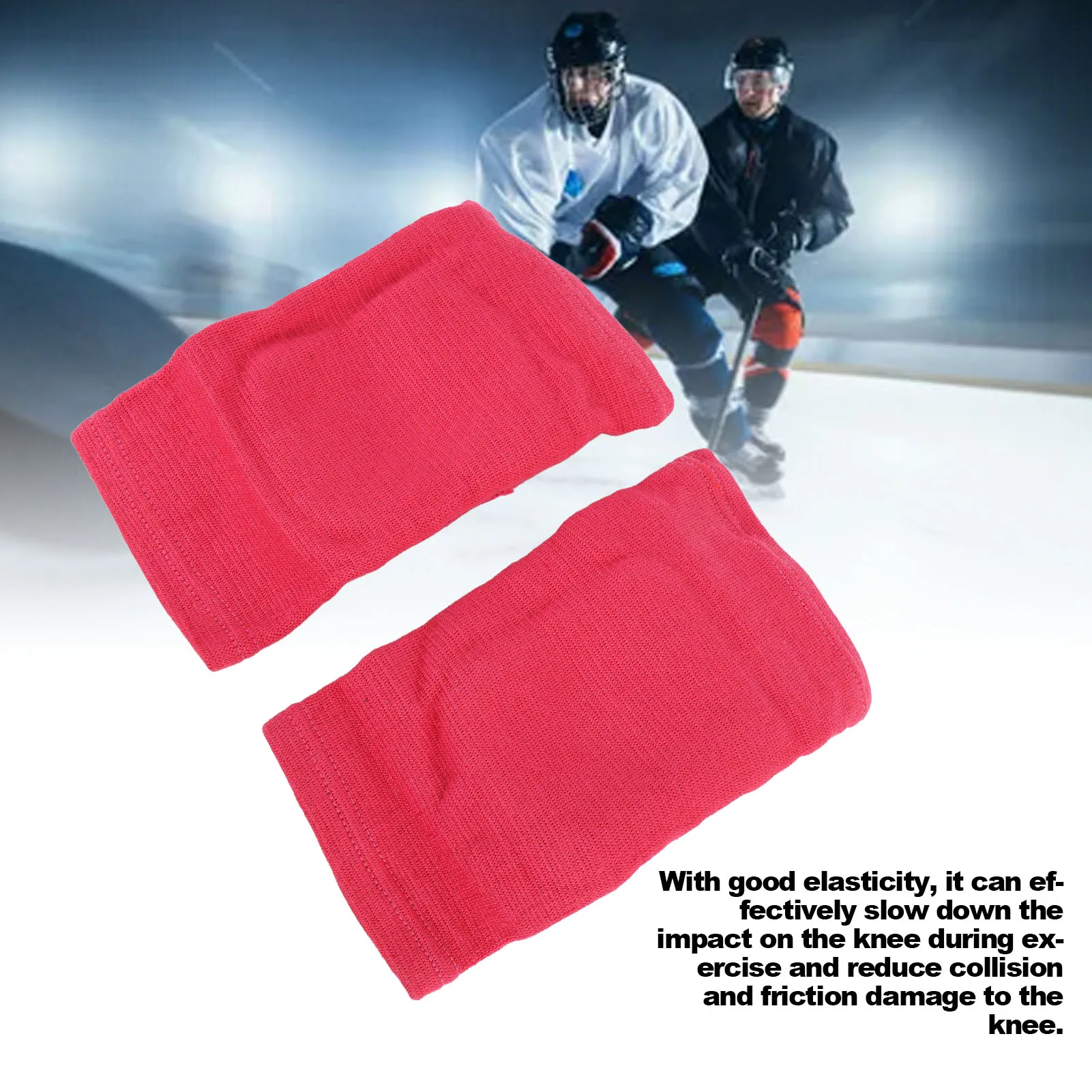 2 pares de rodilleras protectoras de rodilla transpirables de alta elasticidad para patinaje sobre hielo, correr, rodilleras rojas para Hockey - imagen 5
