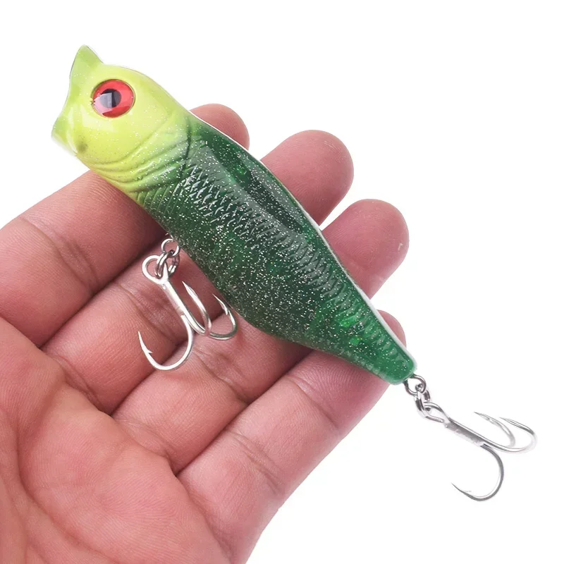 Señuelos de pesca Topwater Popper, 9cm, 17g, cebos duros artificiales, Wobblers de plástico para aparejos de pesca de Lucio con 4, 1 ud. #   Ganchos