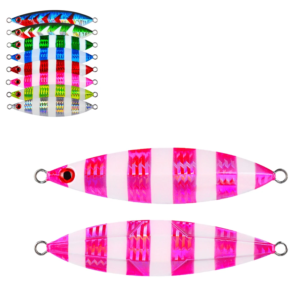 Cucharas de pesca de Metal, señuelos de lanzamiento lento Vertical, noctilucentes, cuchara de Jigging de Metal para atún, lubina, pata de gallo - imagen 5