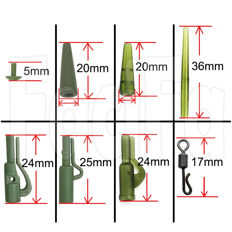 10 juegos de accesorios de pesca de carpa, Clip de plomo, cola giratoria de cambio rápido, mangas antienredos de goma, aparejo de carpa, aparejos de pesca gruesos - imagen 5
