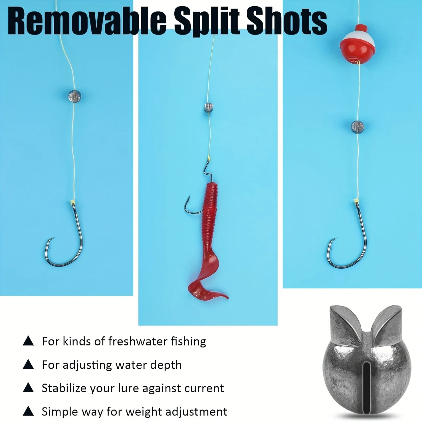 60/120 piezas, conjunto de plomos divididos de pesca redondos y extraíbles, disponible en 5 tamaños - imagen 5