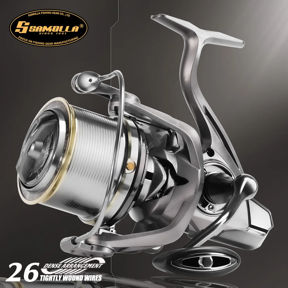 SAMOLLA mar rodamiento de acero inoxidable carrete de pesca giratorio 8000-14000 25KG pesca de Surf carrete potente arrastre de agua dulce de agua salada