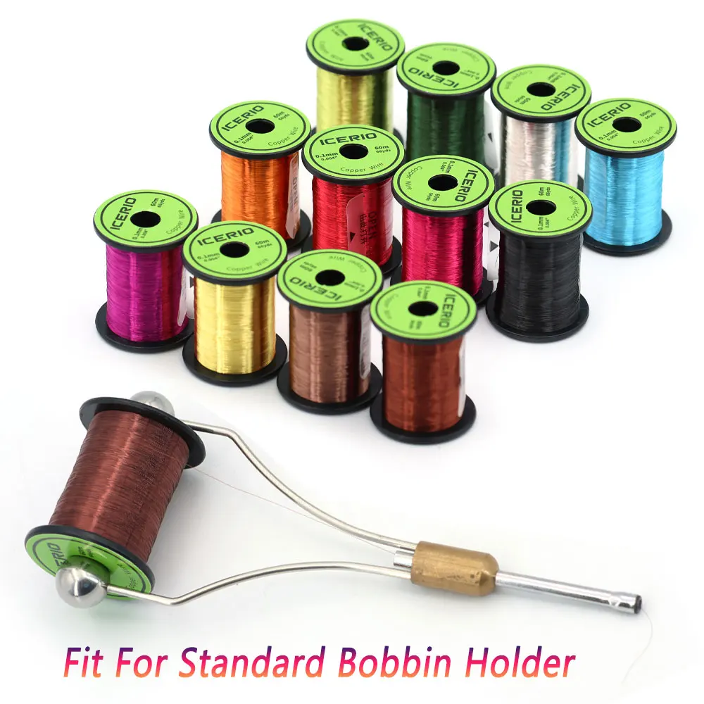 Bimoo, 1 unidad, 0,1mm de ancho, 60m de alambre de cobre, Material de atado de moscas, pequeño medio seco, larva, serpentina de ninfa, cuerpo, costilla, lubina, trucha, Señuelos de Pesca - imagen 5