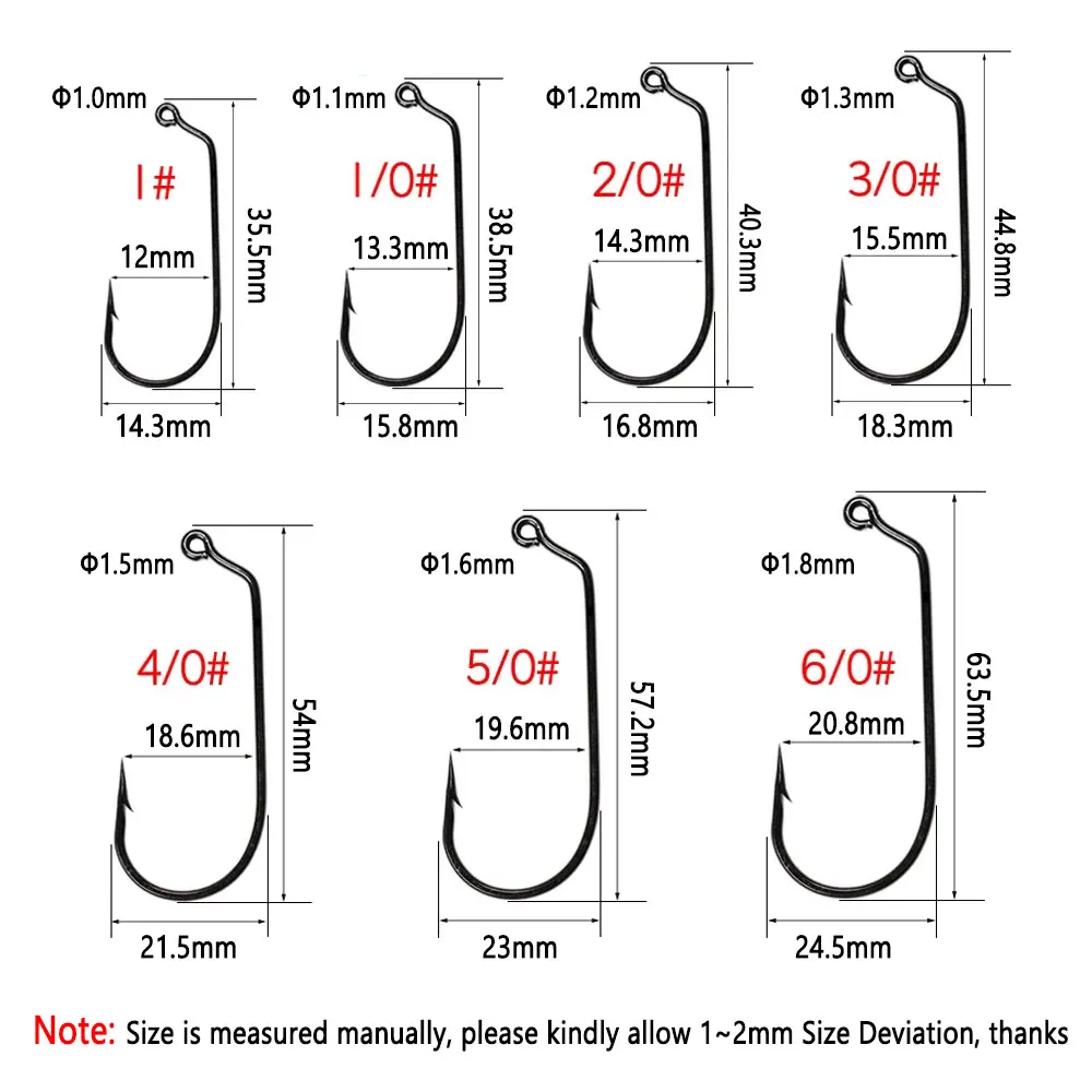 Bimoo 20 piezas anzuelo de acero rico en carbono de 60 grados, anzuelos de gusano suaves y gruesos de gran tamaño para pesca en agua dulce de agua de mar - imagen 4