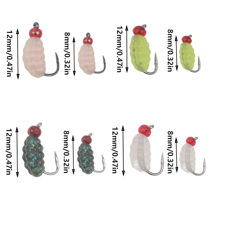 Señuelo de gusanos con anzuelos, cebo suave realista para pesca con mosca, para trucha, lubina, carpa y Lucio, 20 piezas - imagen 2