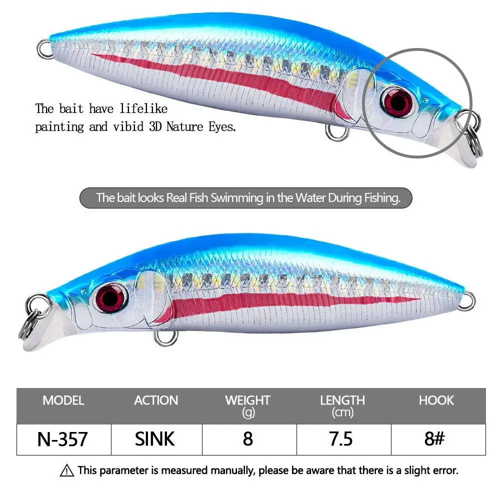 Experimente la pesca realista con el cebo N-357 diseñado para peces reales en agua durante la pesca