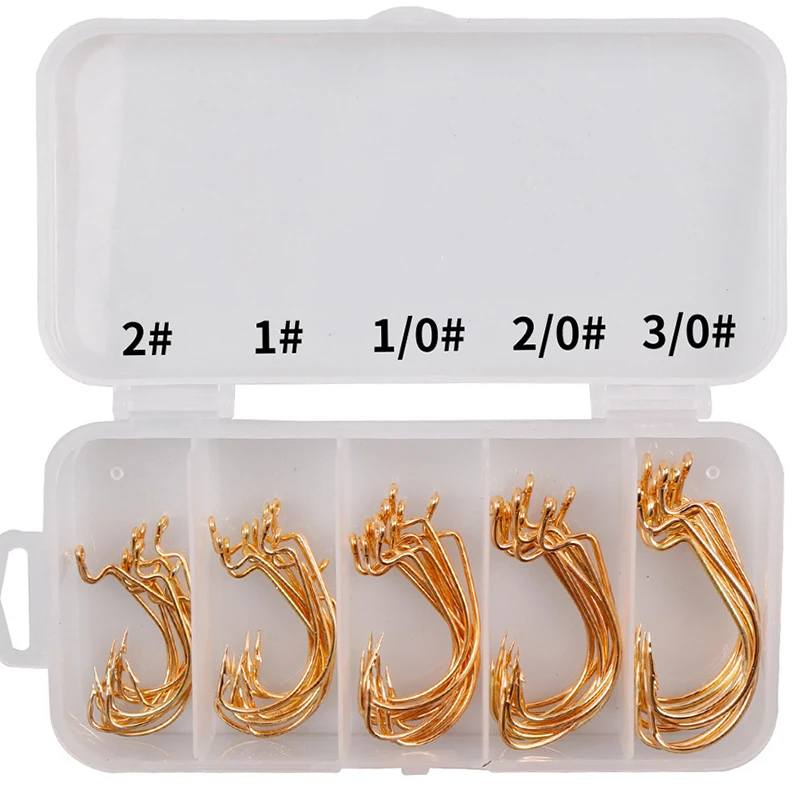 Anzuelos de pesca de acero de alto carbono, 50 unids/lote, anzuelos de bloqueo de manivela ancha, señuelo para gusanos blandos, anzuelo de púas, aparejos de pesca de carpa - imagen 2