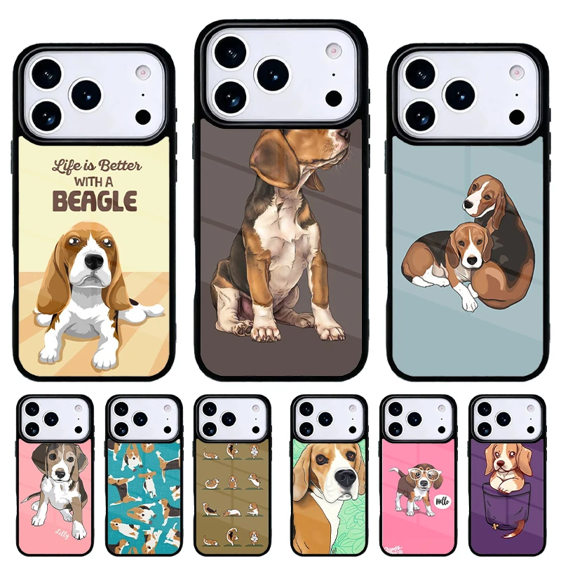 Funda beagle para iPhone – Carcasa trasera protectora con diseño de perro