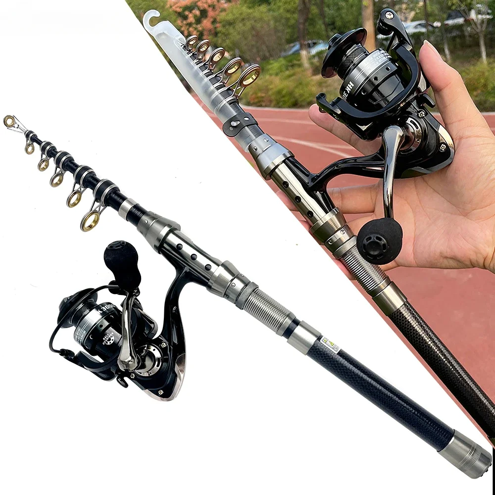 Ghotda-caña de pescar giratoria Combo1.5-2,4 M, caña telescópica 5,2: 1, carrete de arrastre máximo de 6kg de alta velocidad, Juego de pesca portátil de viaje con línea - imagen 5