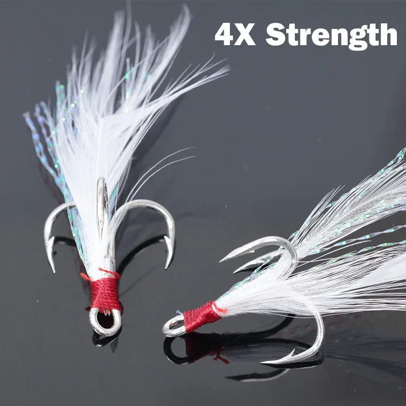 Anzuelos Triples Outkit con Pluma – Acero Carbono 4X - imagen 5