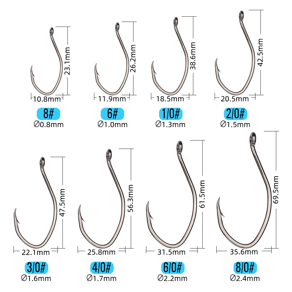ICERIO 20 anzuelos de bagre con púas, anzuelo de agua salada de acero rico en carbono - imagen 2