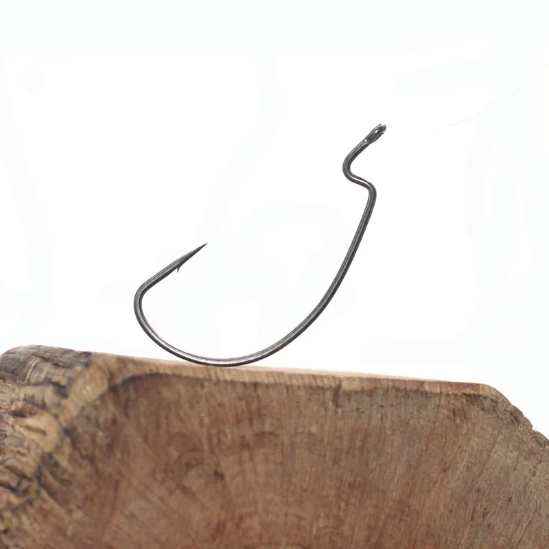 DongLeJian-anzuelo de manivela ancho con revestimiento de teflón, anzuelo suave para insectos, grupo de pesca, estilo delgado, acero rico en carbono, pesca al aire libre - imagen 3