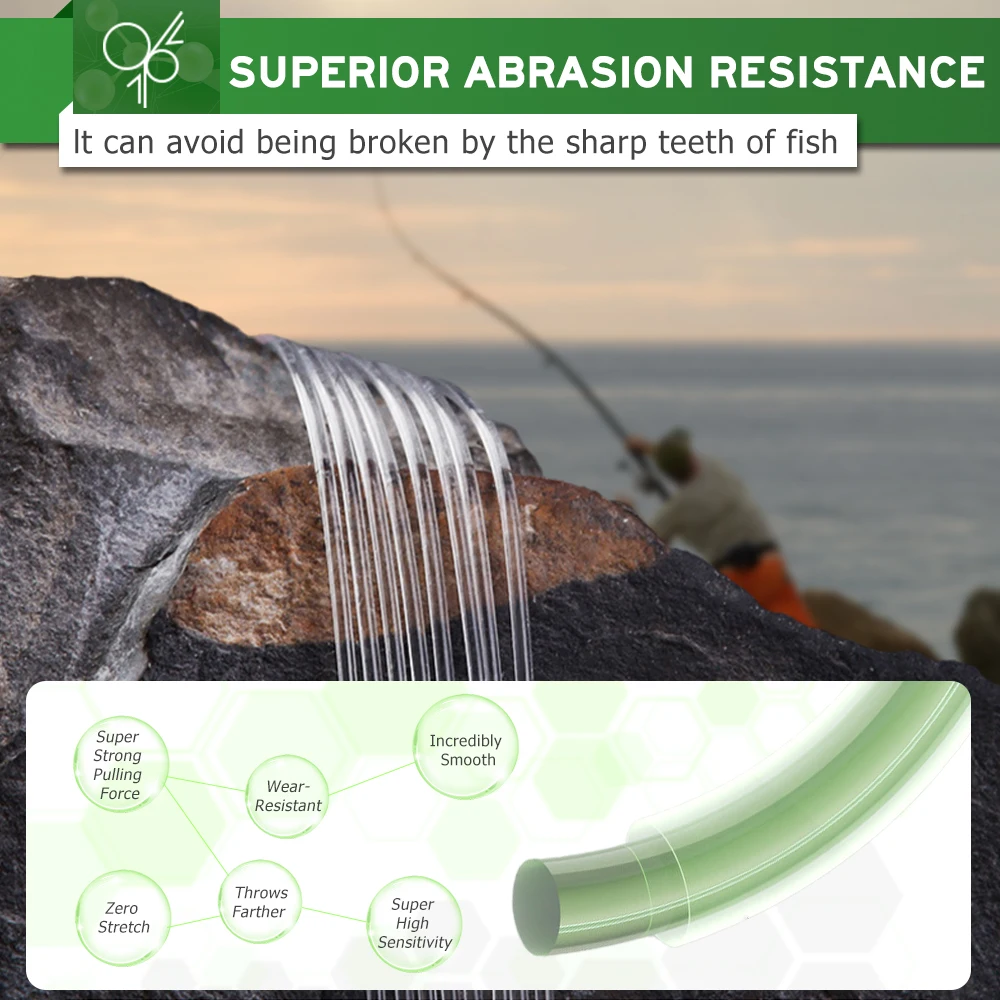 ZUKIBO Línea de pesca de 99% FLUOROCARBONO, material líder japonés, alta claridad, baja visibilidad y estiramiento, altamente resistente a la abrasión, pesca de hundimiento rápido, línea principal líder de 100 M, 300 M - imagen 4