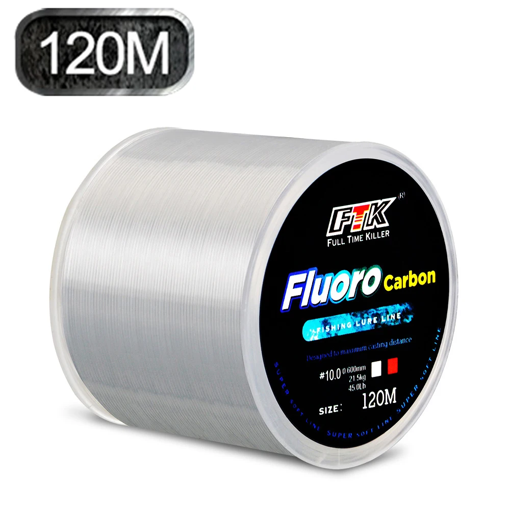 Línea de pesca de nailon, 120m, 0,14mm-0,6mm, 4,13lb-45lb, proceso de tratamiento de revestimiento de fluorocarbono, superficie de carbono, accesorios de pesca - imagen 2