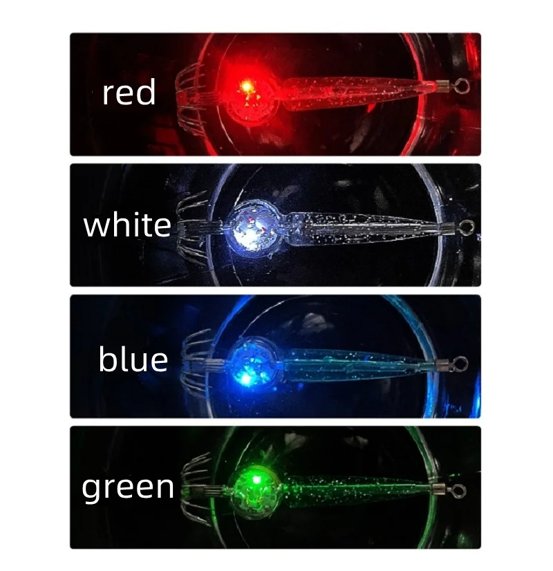 Señuelos de pesca 5g 7,5 cm anzuelo de calamar con luz LED plantilla de calamar señuelo calamar luminoso Webfoot pulpo Egi cebo sepia aparejos de mar - imagen 5