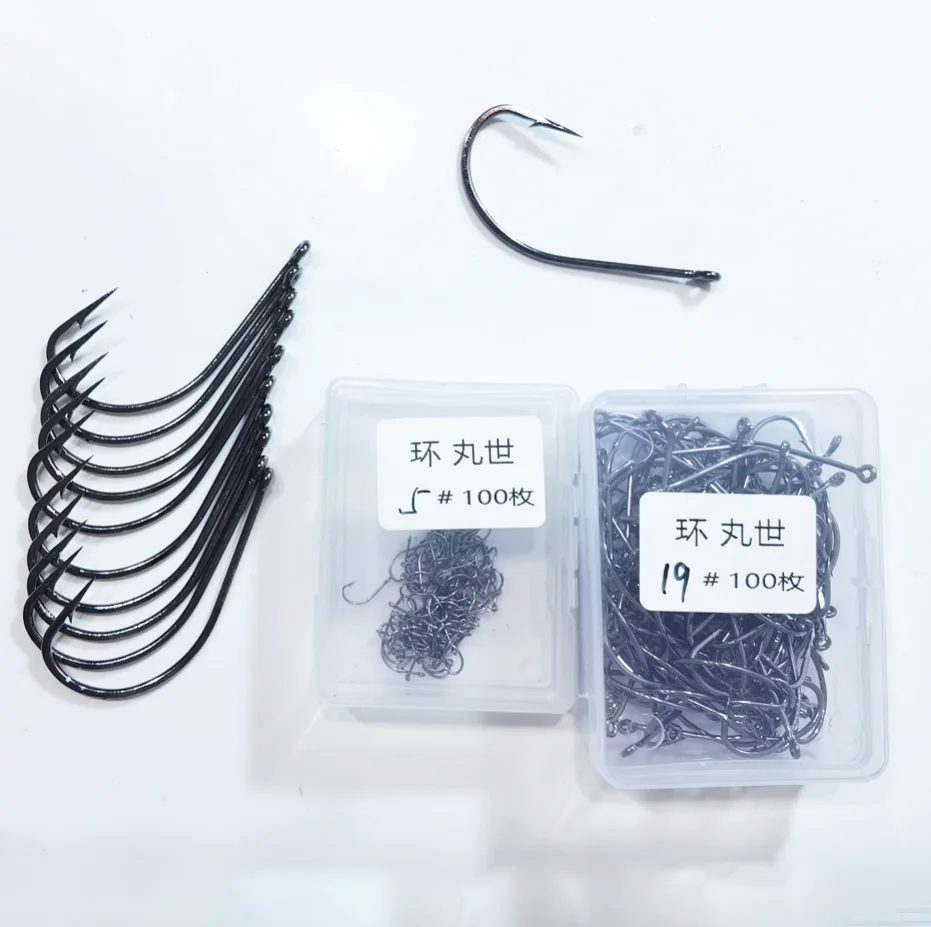 Ovner-anzuelos de pesca de ojos en caja, accesorios de pesca de mar, 100 piezas - imagen 2