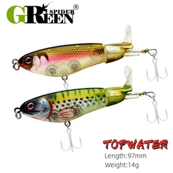 GREENSPIDER Plopper Duro – Señuelo Topwater con Cola Giratoria