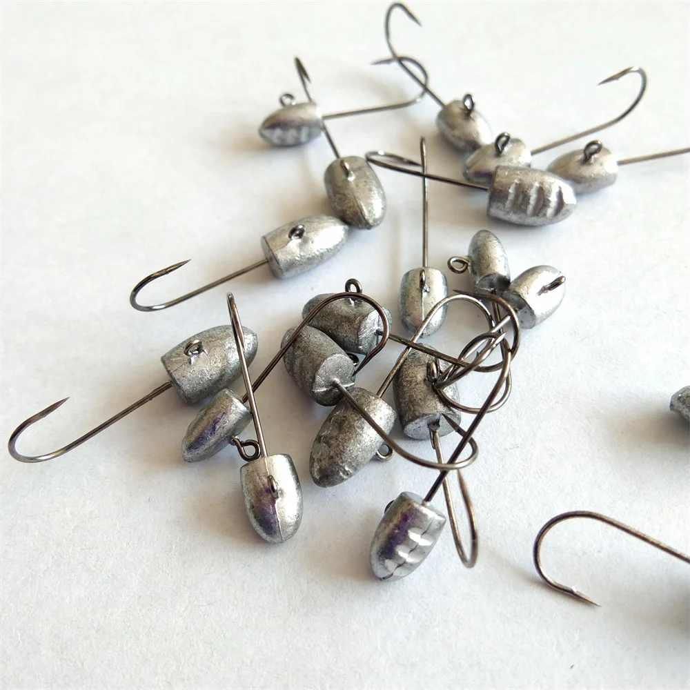 Swolfy-anzuelos de pesca AJING con luz de 40 piezas, 0,9g, 1,6g, 2,8g, 3,9g, señuelo suave para peces de roca, anzuelo de gusano con cabeza de plantilla fina - imagen 5