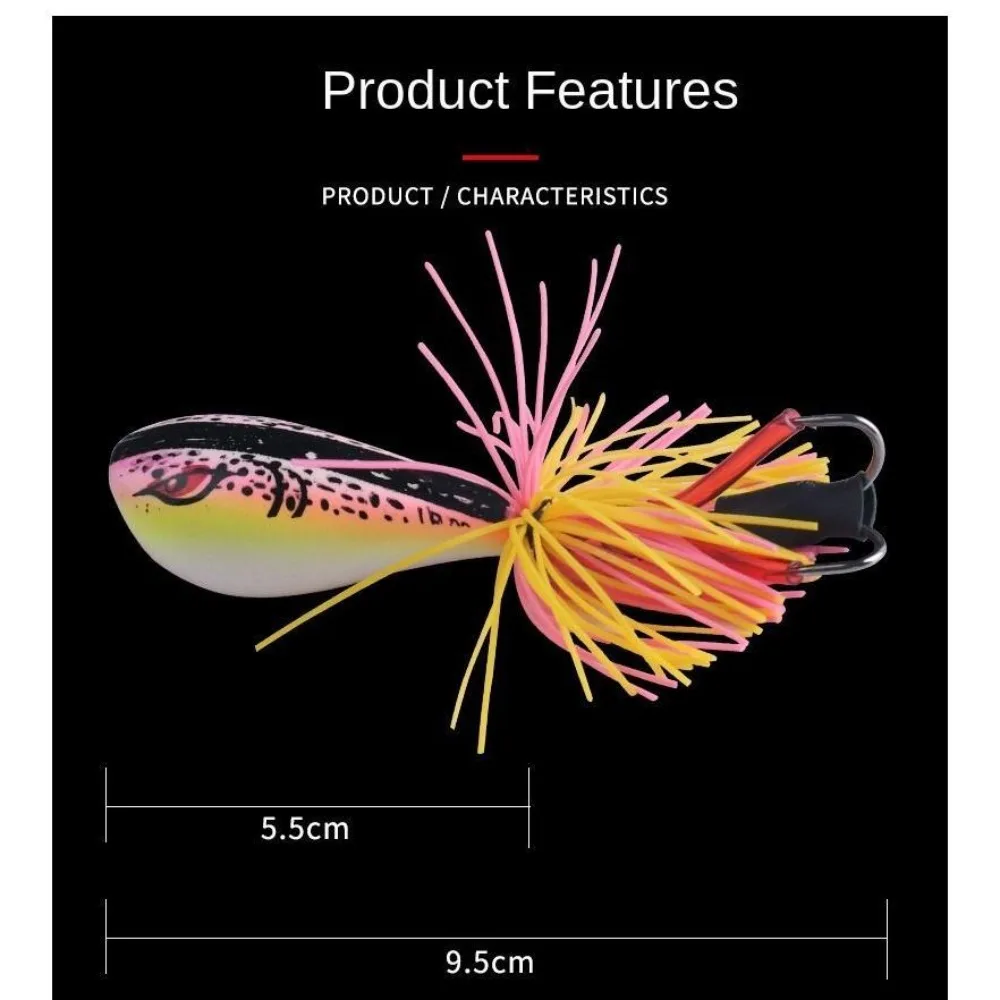 Señuelo de rana saltar Haruan 9g, Señuelos de pesca flotantes sin malezas con anzuelos dobles afilados, cebos de simulación de cabeza de serpiente y rana - imagen 2
