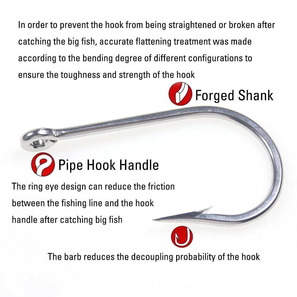 Ellllv 5/0 -13/0 Sea Fishing J Shape Hook Large Size Stainless Steel Fishhook for Chunking Jigging Tuna Shark Trolling Fishing - imagen 5