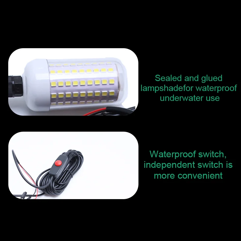 Iluminación submarina con interruptor impermeable y diseño sellado para uso duradero y conveniente