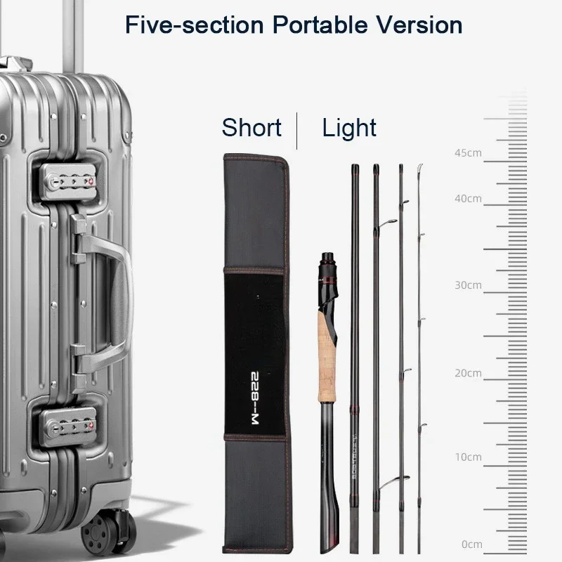 Caña de pescar con señuelo de 1,98 m y 2,28 m, anillo Fuji 40T de altura, caña de pescar giratoria de fibra de carbono, peso de cebo 5-28g, caña de pescar de viaje - imagen 2