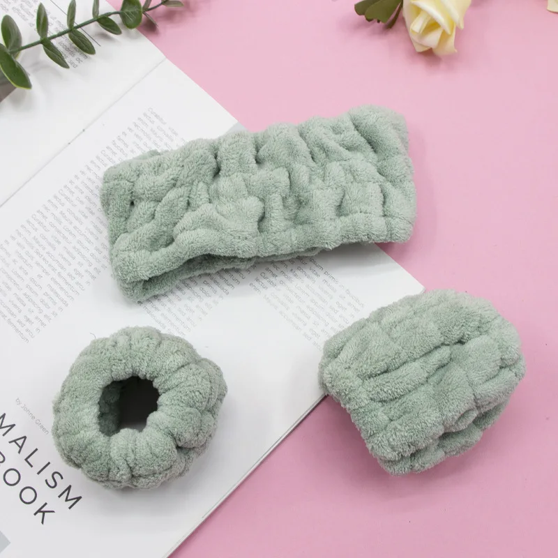 3pcs/Set Women Coral Fleece Hair Bands Cuff Waterproof Bands Absorbent Wristbands Wash Face Headbands Head Band Hair Accessories - imagen 2
