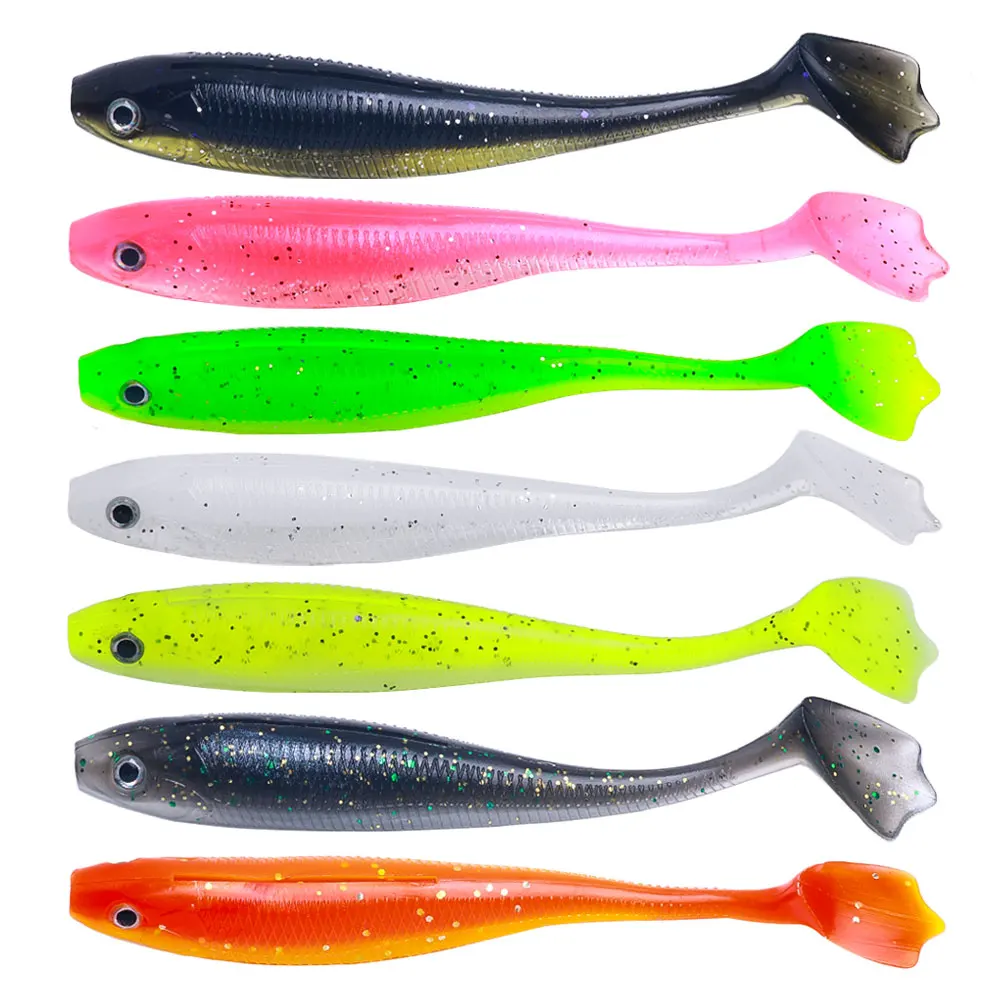 6 unids/bolsa Softbait con cola en T pez trucha y lubina señuelo de pesca cola de pata de pato cebo Artificial para pesca en agua dulce y salada - imagen 3