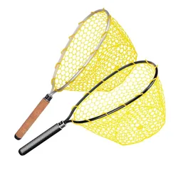 Red de aterrizaje con mango de carbono o mango de corcho, red de pesca de PVC, cabeza de aleación de aluminio