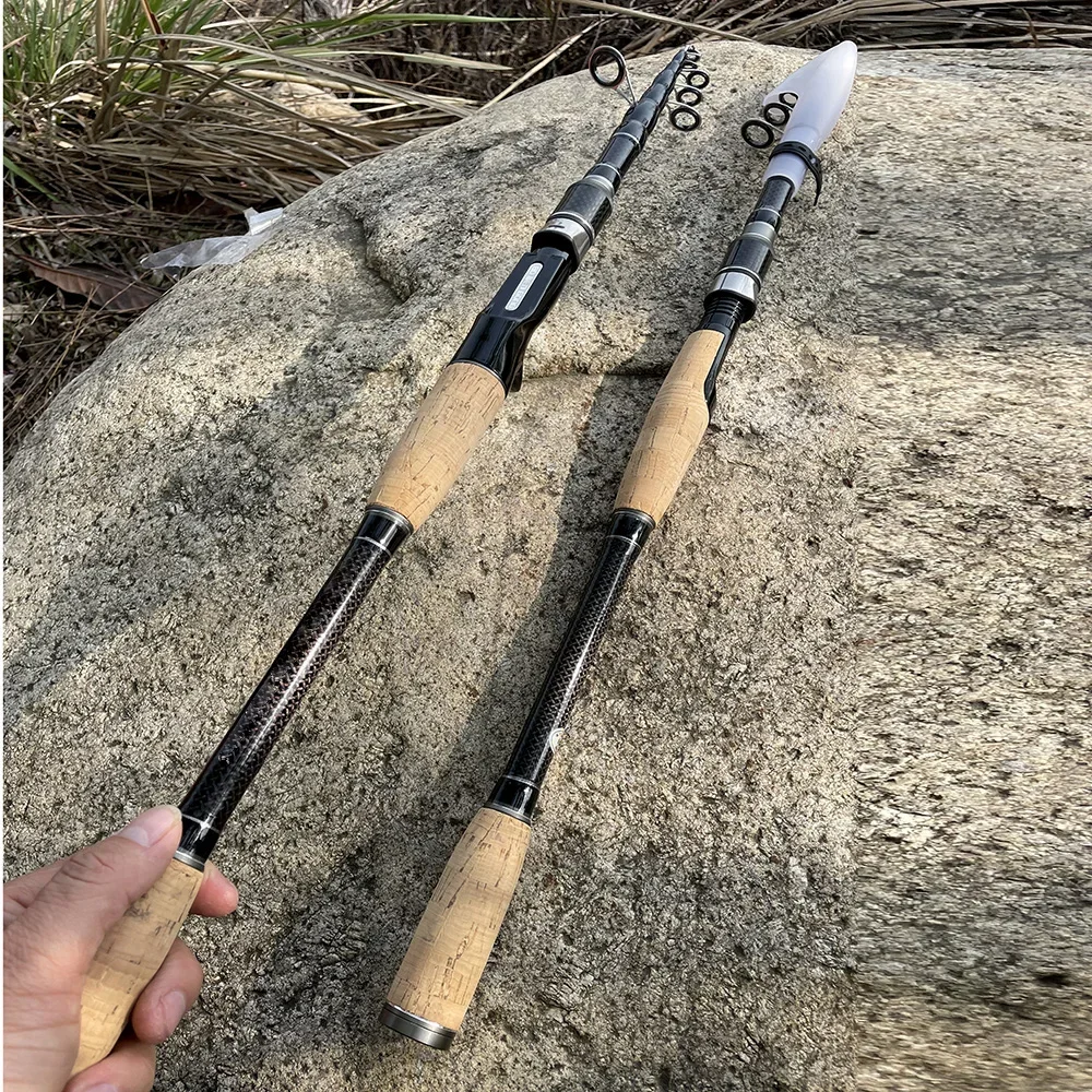 Juego combinado de caña y carrete de Pesca de Baitcasting, carretes de fundición de arrastre máximo de 8kg, varillas de fibra de carbono para Pesca de lubina ligera - imagen 3