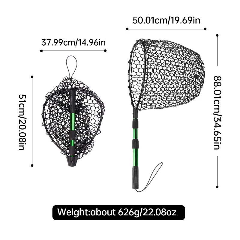 WEIHE 1 Uds red plegable 16 # Varilla de red de aleación de aluminio, red de silicona de bolsillo, red telescópica - imagen 5