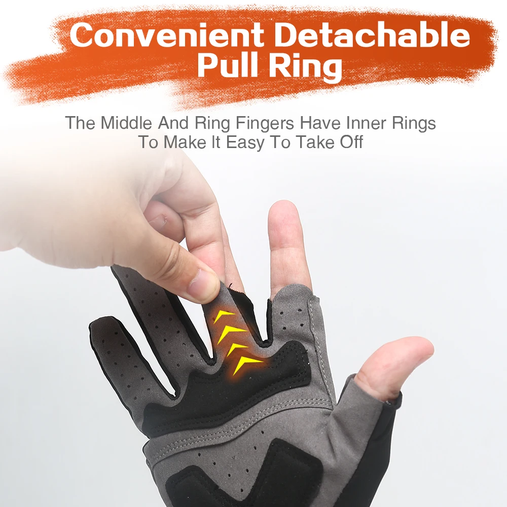 ZUKIBO-guantes de pesca universales para hombre y mujer, ropa deportiva transpirable de tres dedos para exteriores, medio dedo - imagen 3