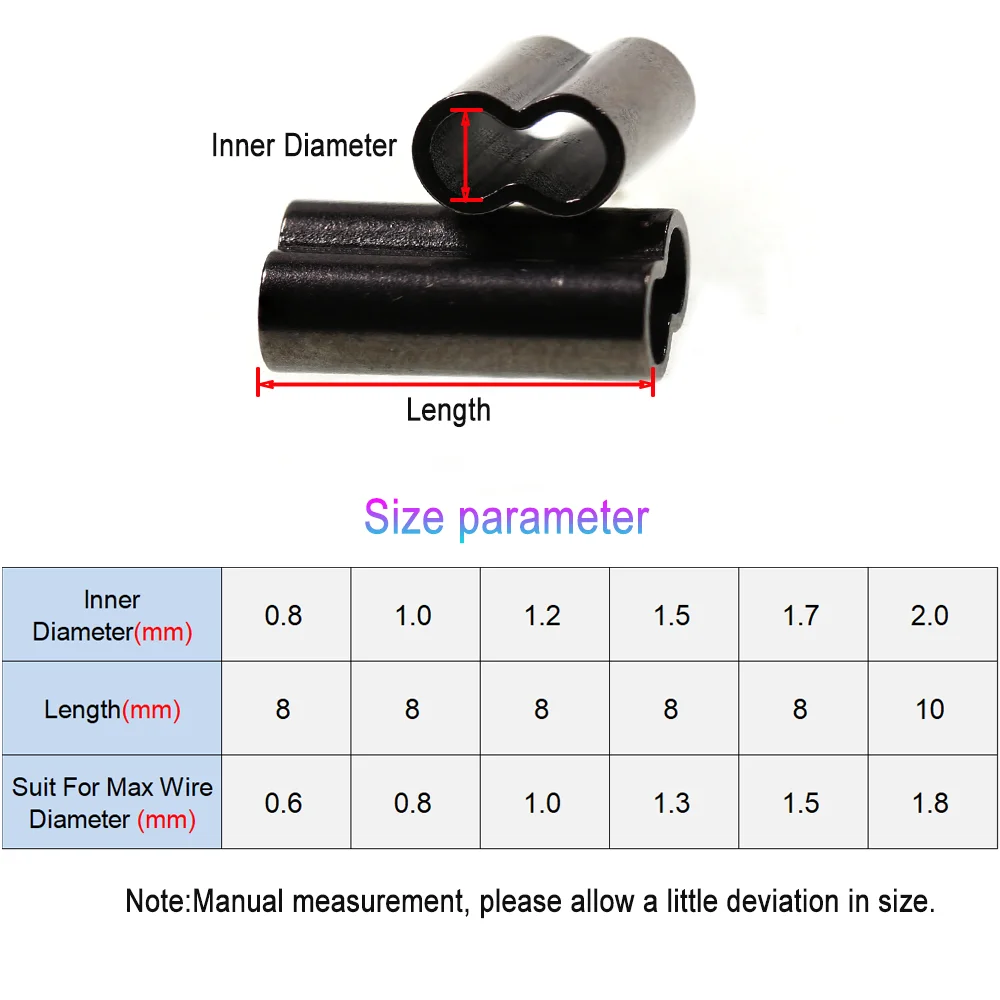 LIONRIVER-Manguitos de prensado de doble barril, conectores de tubo de cobre redondo para sedal de pesca de agua salada - imagen 3