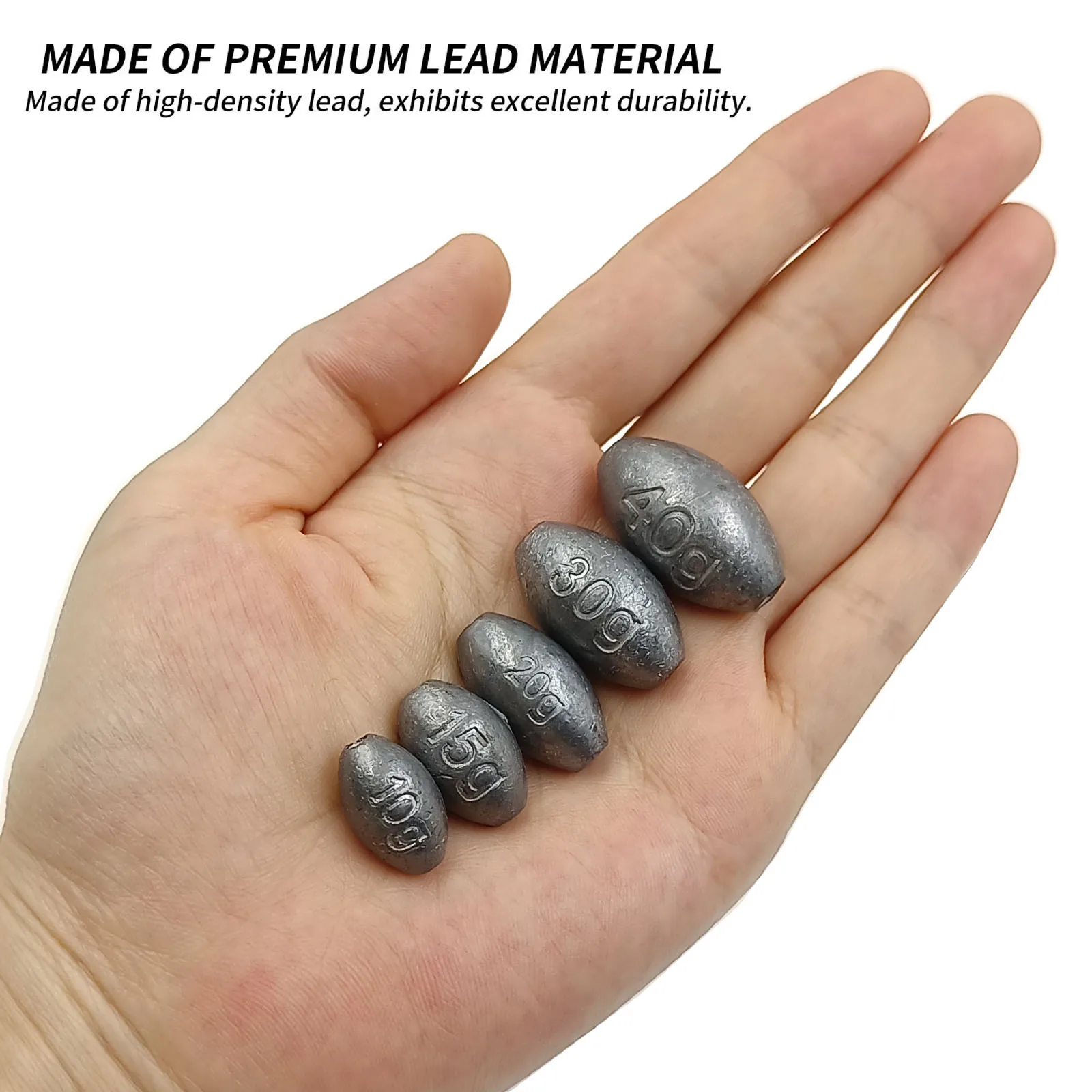 Pesas de huevo para pesca de agua dulce, plomos de gusano de plomo, ovalados, antideslizantes, aparejo de pesca de lubina de Texas, agua dulce, 10g a 40g - imagen 2