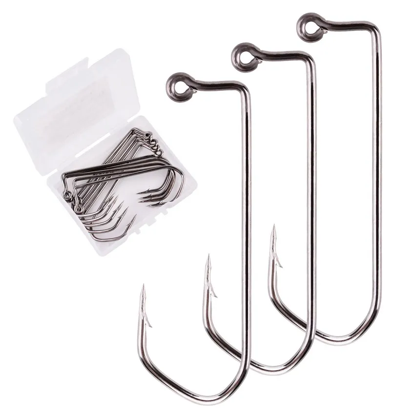 10 unids/caja anzuelos 90 ° Anzuelos de pesca con manivela Aberdeen 1-6/0 # Caja de aparejos de pesca con anzuelo de gabaritos de Pesca de níquel negro de acero rico en carbono - imagen 3