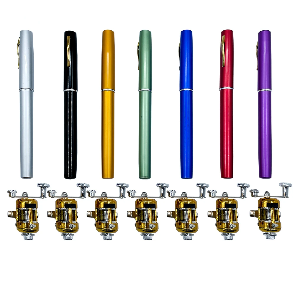 Juego de Mini caña de Pescar portátil, longitud de 96CM, ligera, 7 colores, tamaño de bolsillo, duradera para todas las aguas - imagen 4