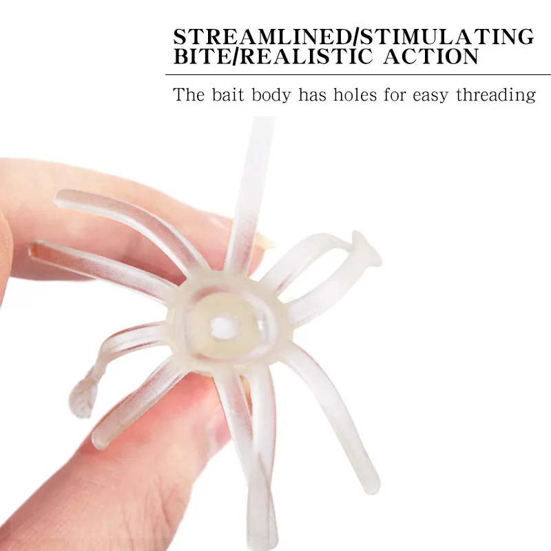 Anzuelo de calamar luminoso para pesca nocturna, cebo Artificial de silicona brillante de 10cm y 8,6g, 3 piezas - imagen 4
