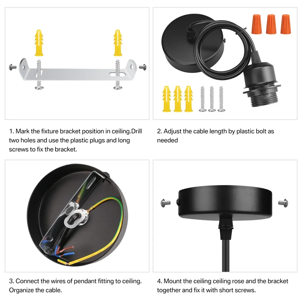 Kit de luz colgante Industrial, colgante Retro Edison, enchufe de lámpara E27, cable de luz colgante Vintage, Mini accesorios de iluminación colgantes de techo - imagen 4