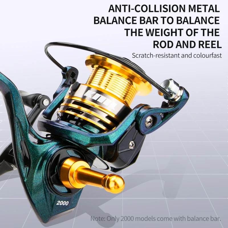 Carrete giratorio CEMREO serie 1000/2000 mango de Metal con soporte de carrete 5,2: 1 carrete de equipo de pesca para CORREA de pesca - imagen 3