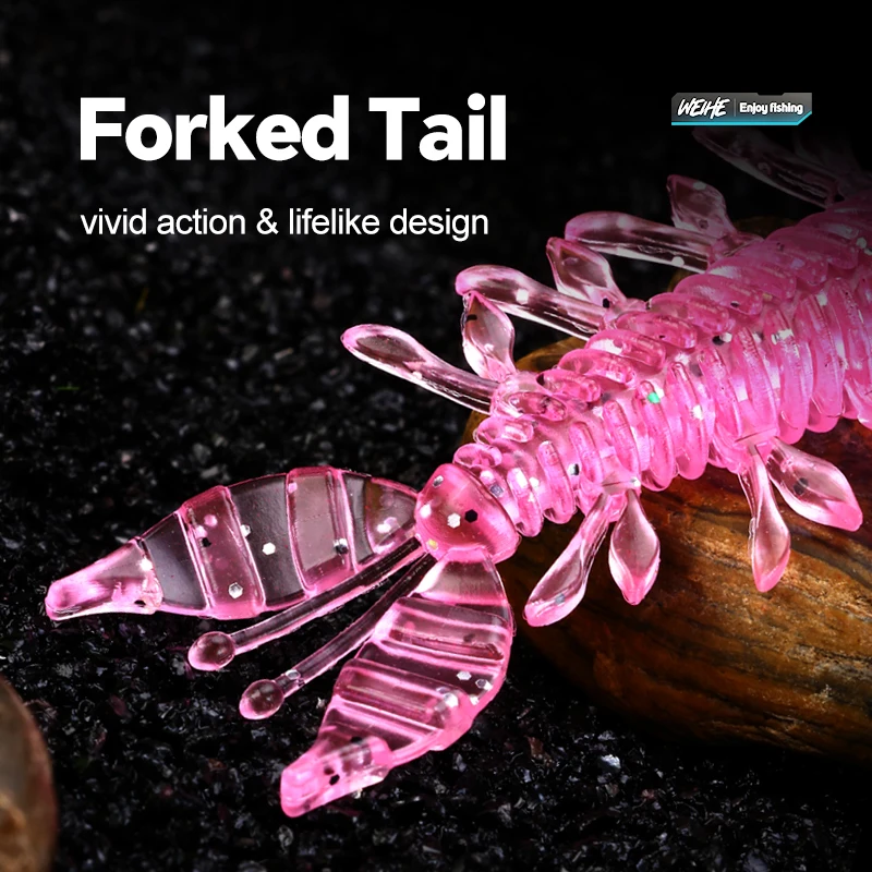 WEIHE 10 Uds. Camarones temblorosos tipo B 7,5 cm 3,2g insecto alienígena en forma de camarón cebo blando Luya - imagen 4