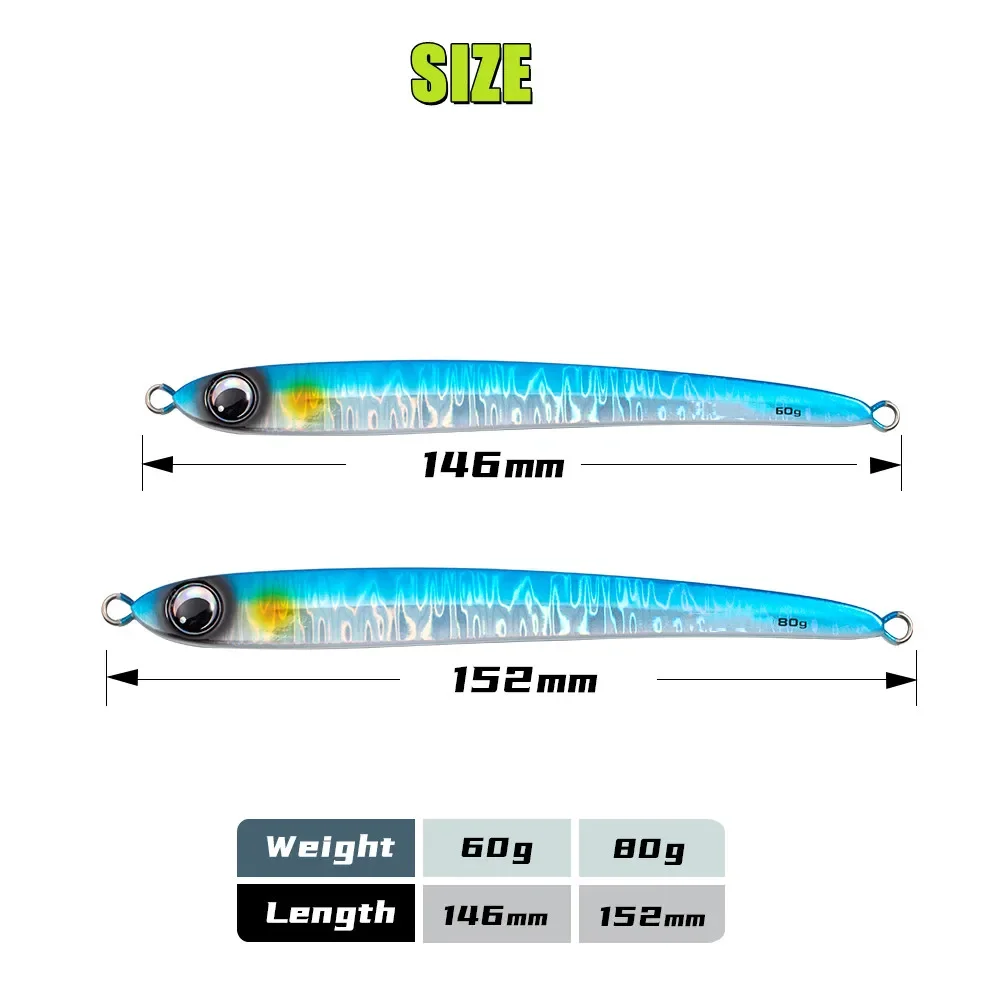GREENSPIDER 2023 nuevo 60g 80g hoja Jig Metal Jigs pesca señuelo Shore Offshore Jigging señuelo Kingfish Amberjack - imagen 2
