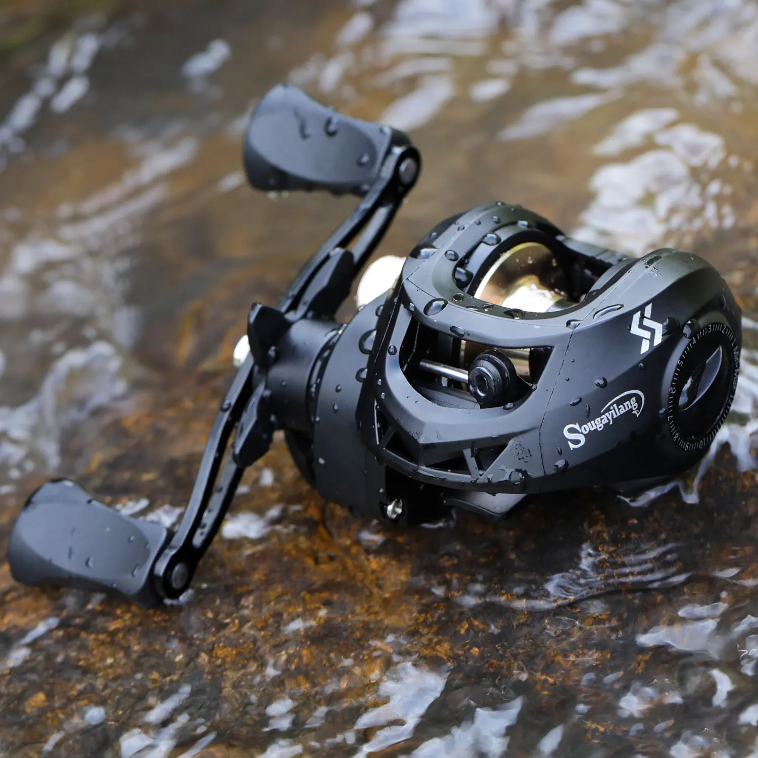 Carrrete baitcasting Sougayilang 8,1:1 con freno magnético y arrastre 17,6 lb - imagen 5