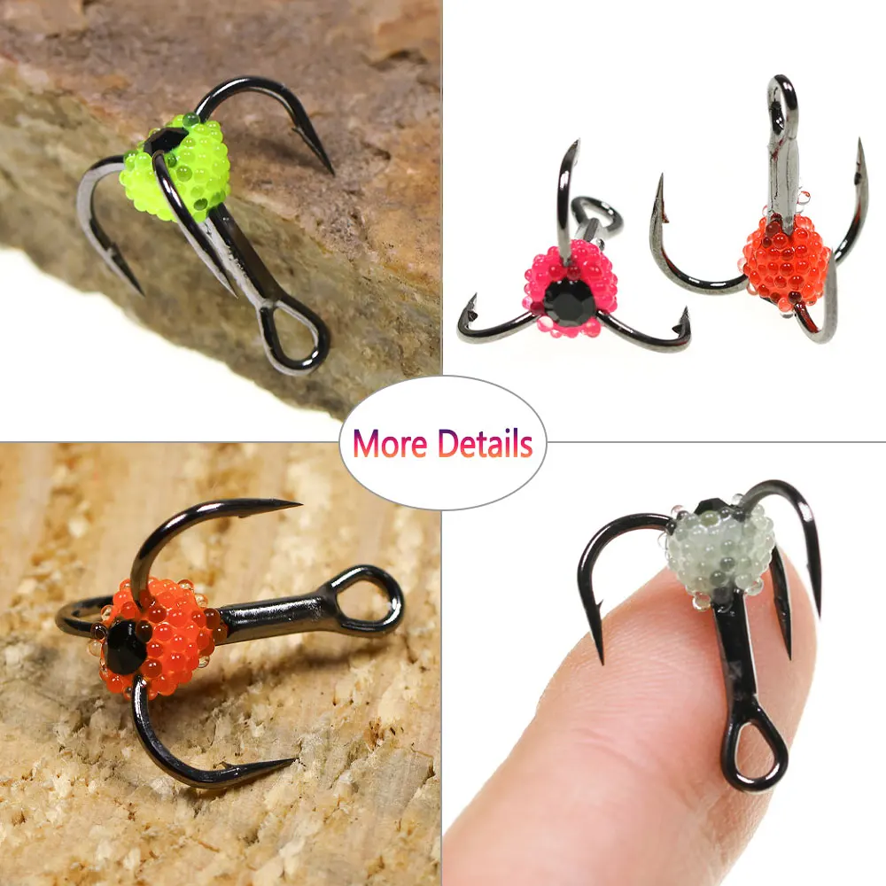 10 Uds anzuelo de pesca pesca en hielo de invierno anzuelo triple señuelo anzuelo de tres mandíbulas herramienta de aparejos de acero alto en carbono cebo que se hunde 8 #   10 #   12 #   14 # - imagen 5