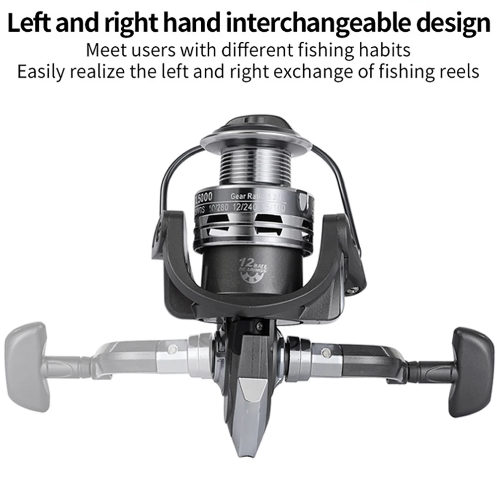 Carretes de pesca giratorios, bobina de línea de Metal profunda, ajuste de arrastre para carrete de fundición de señuelo, 2000, 3000, 4000, 5000, 6000 - imagen 5