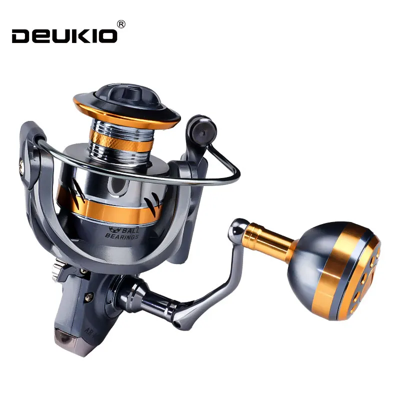 Carrete de Metal DEUKIO, carrete giratorio de pesca para rodamientos de bolas de carpa, mango de Metal, perilla, agarre, aparejos de mar para agua dulce de mar - imagen 3