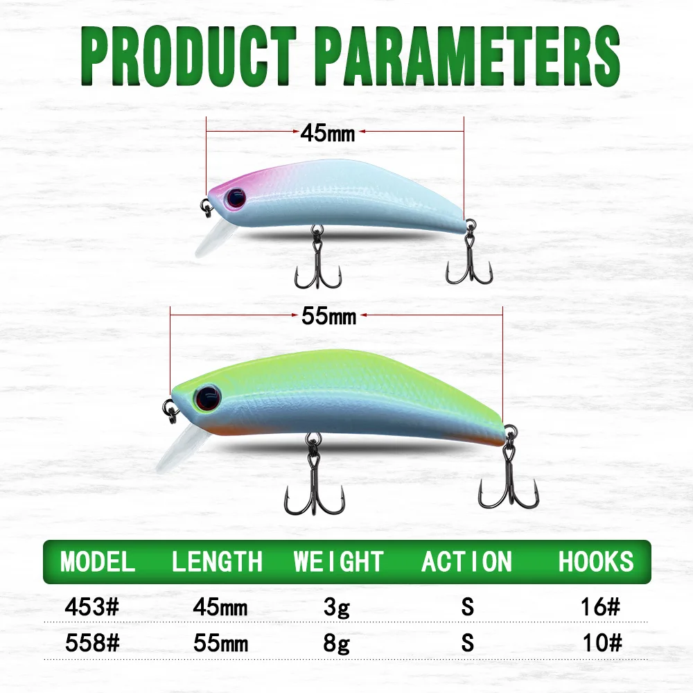 Señuelos de Pesca luminosos con ojos 3D, cebo duro Artificial, Crankbait, Pesca nocturna, 45mm/55mm, 1 unidad - imagen 5